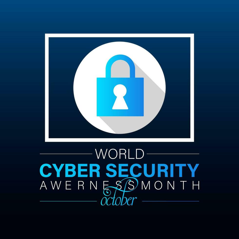 Vector illustration design concept of national cyber security awareness month observed on every october . Flat design. flyer design.flat illustration.