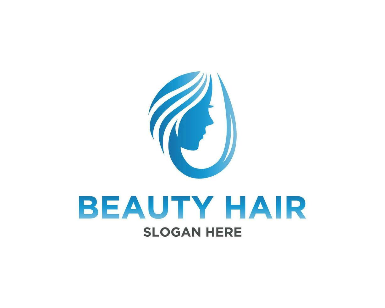 Water drop and Woman face logo vector flat design vector template.