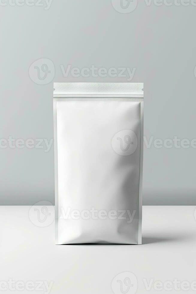 Packaging Bag Mockup White with shades white background, AI Generated photo