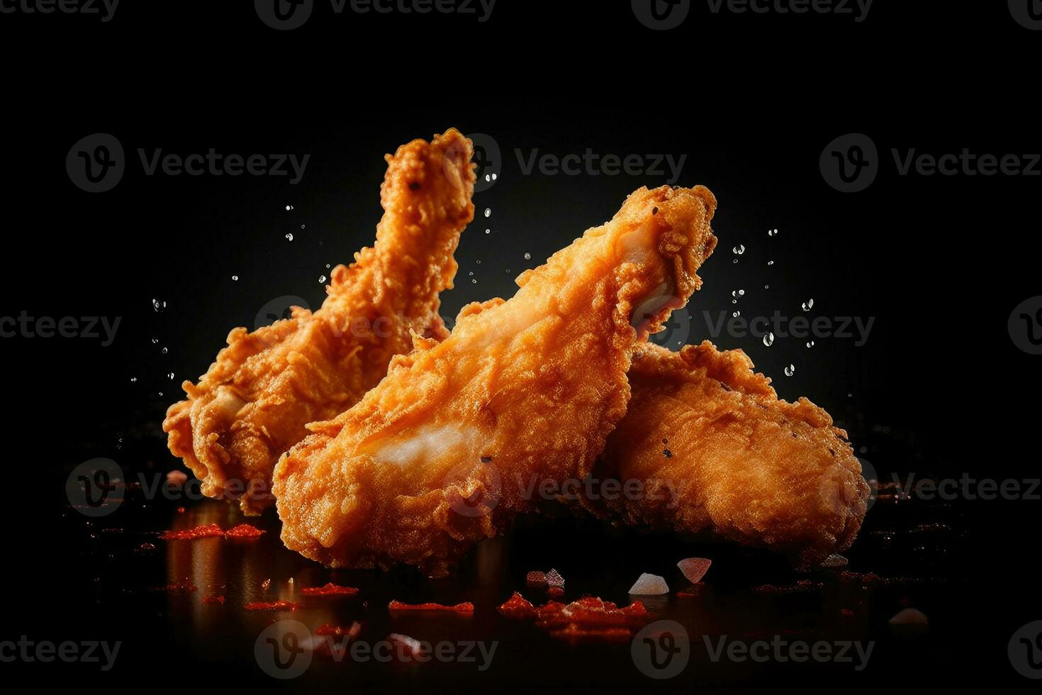 Fried chicken Drumstick with Kethcup, Generative AI photo