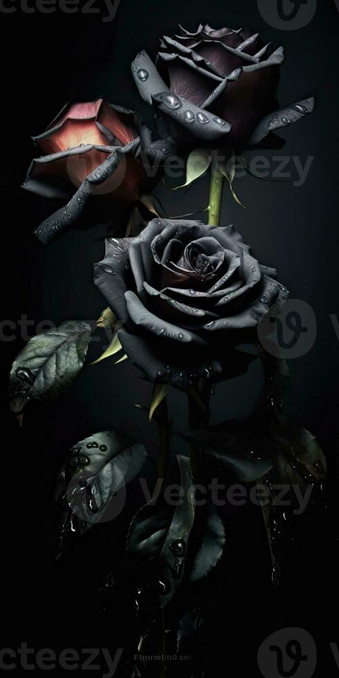 Spellbinding closeup portrait of roses, eternal melancholy, AI Generated photo