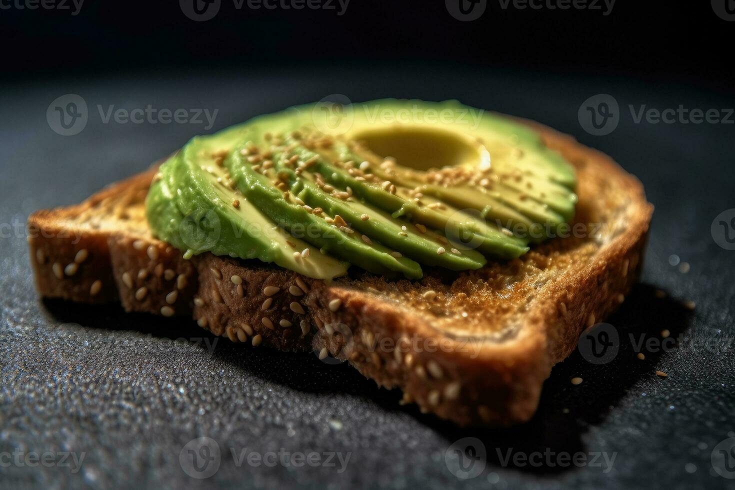 Sliced Avocado toast with sesame seeds on it Generative AI photo