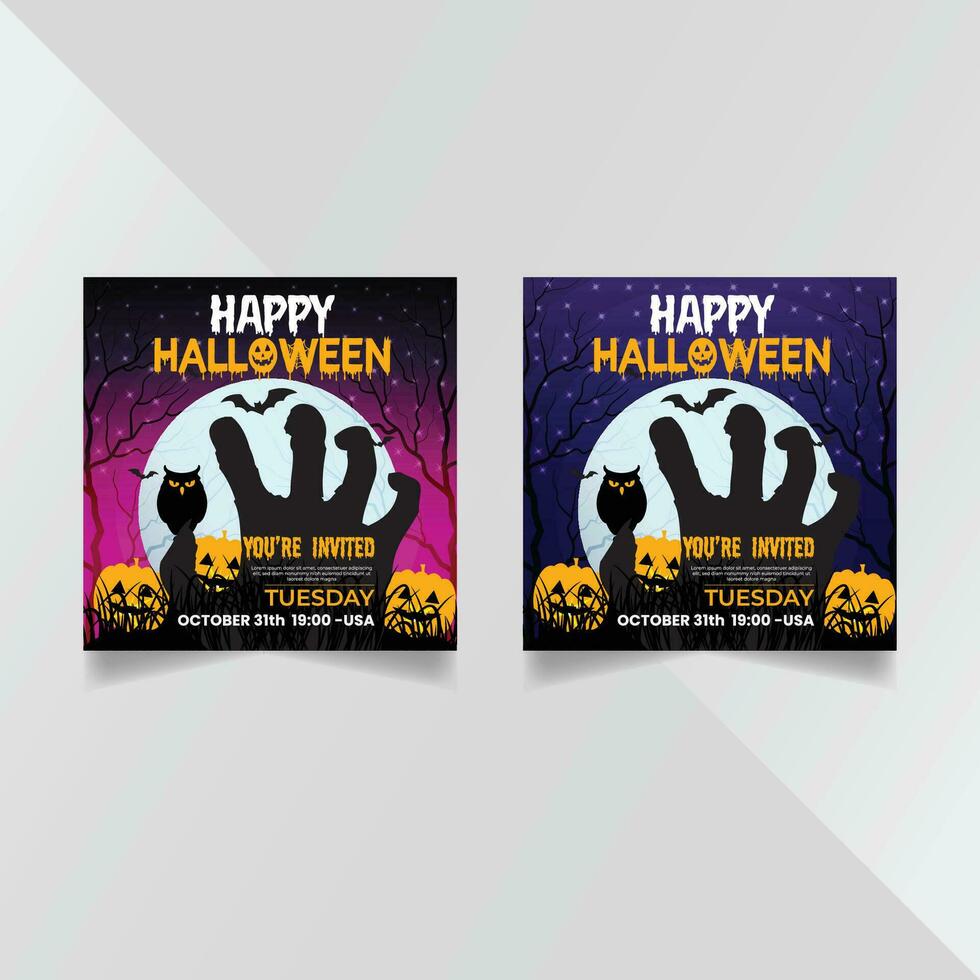 happy halloween party social media post template vector