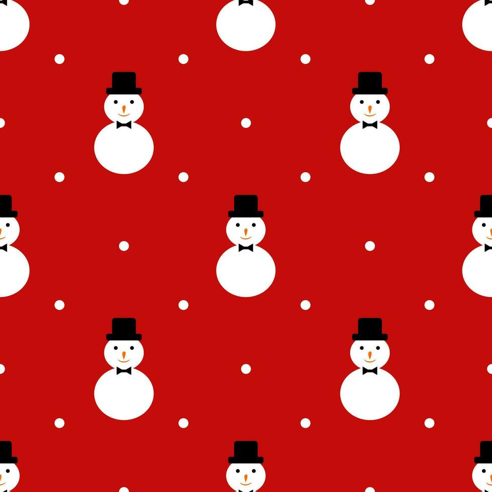 Seamless pattern Christmas snow man in hat with red background for design, print, textile, paper wrap vector