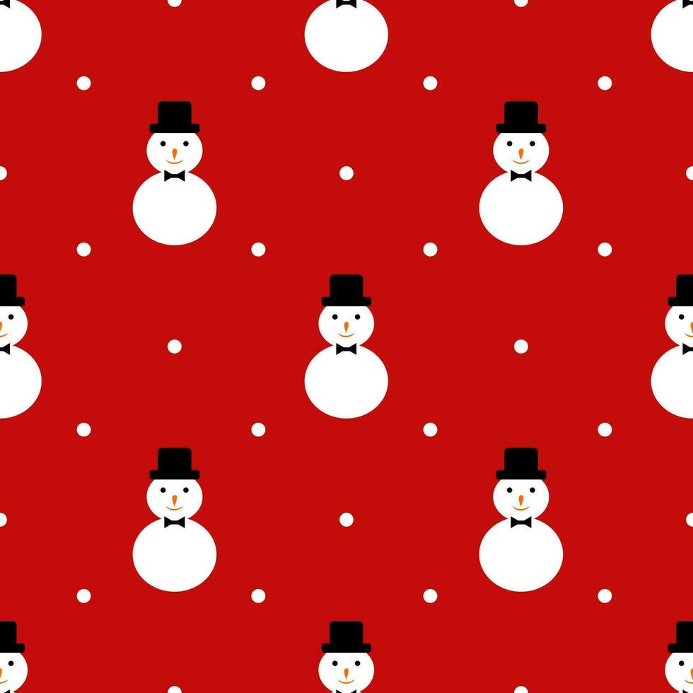 Seamless pattern Christmas snow man in hat with red background for design, print, textile, paper wrap vector