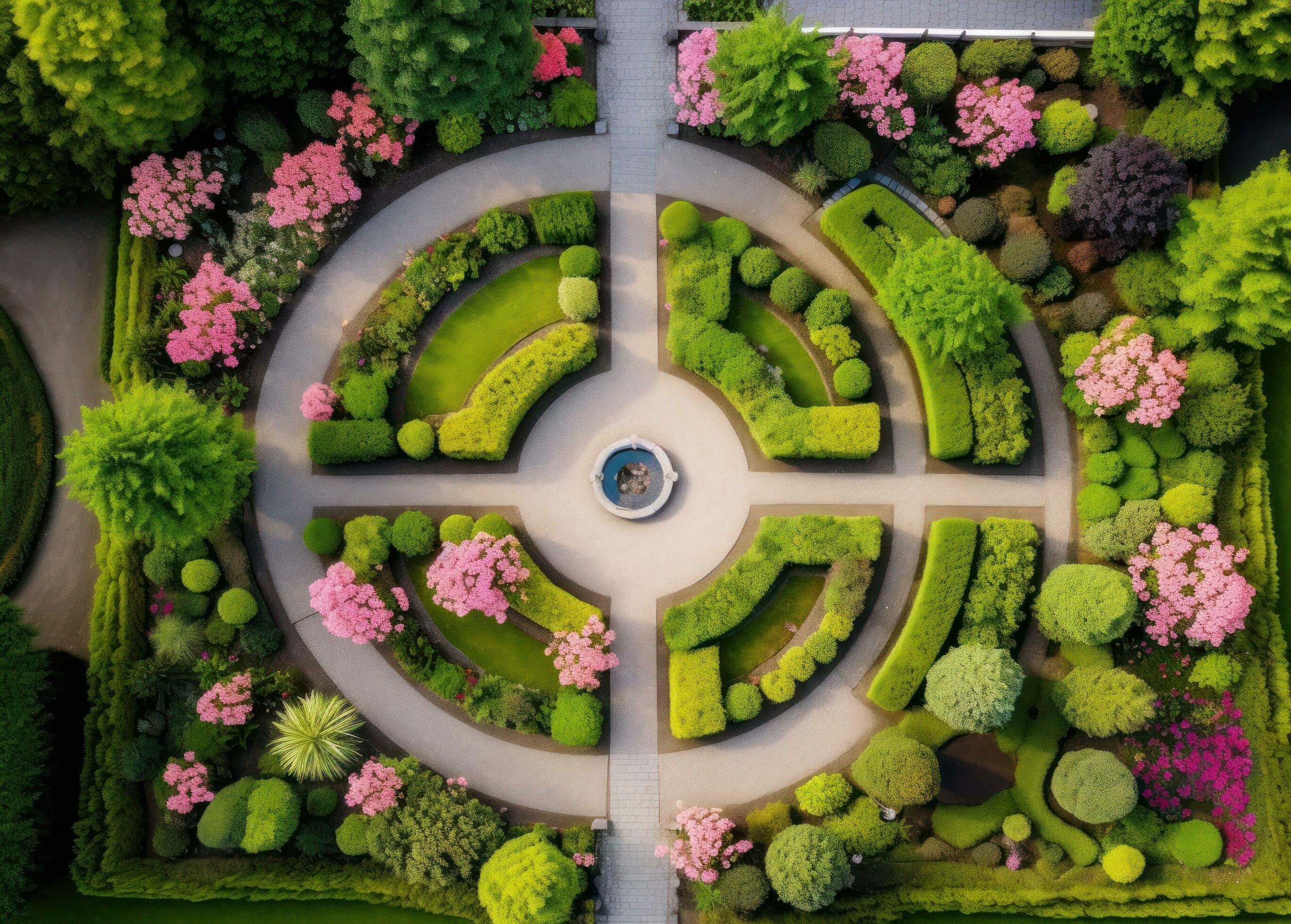 a beautiful view from above on garden 28541330 Stock Photo at Vecteezy