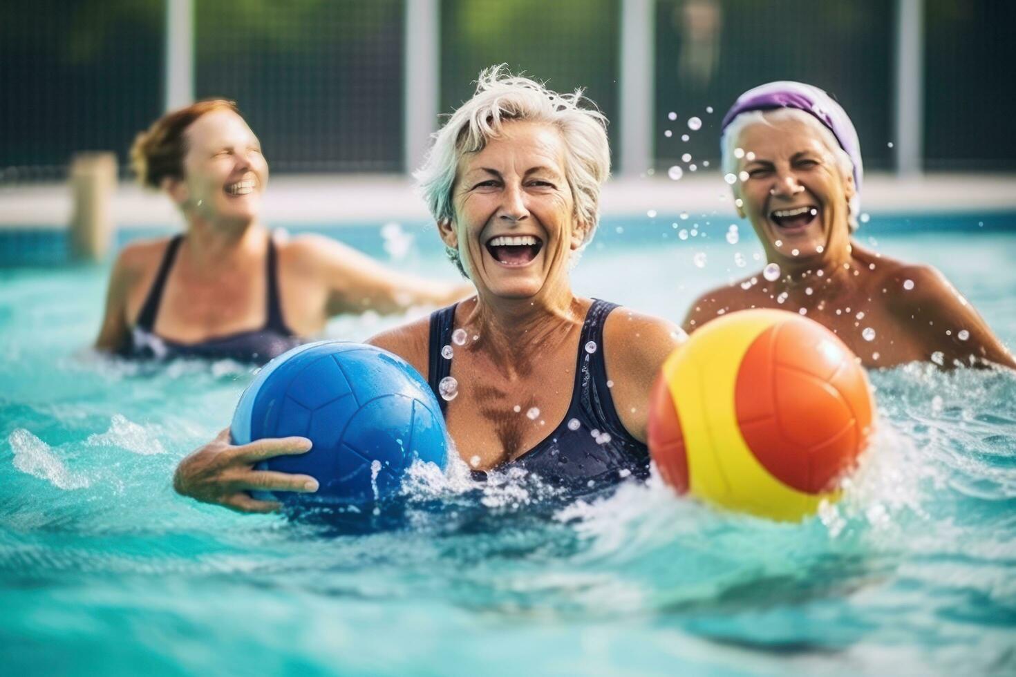 más viejo personas en nadando piscina foto