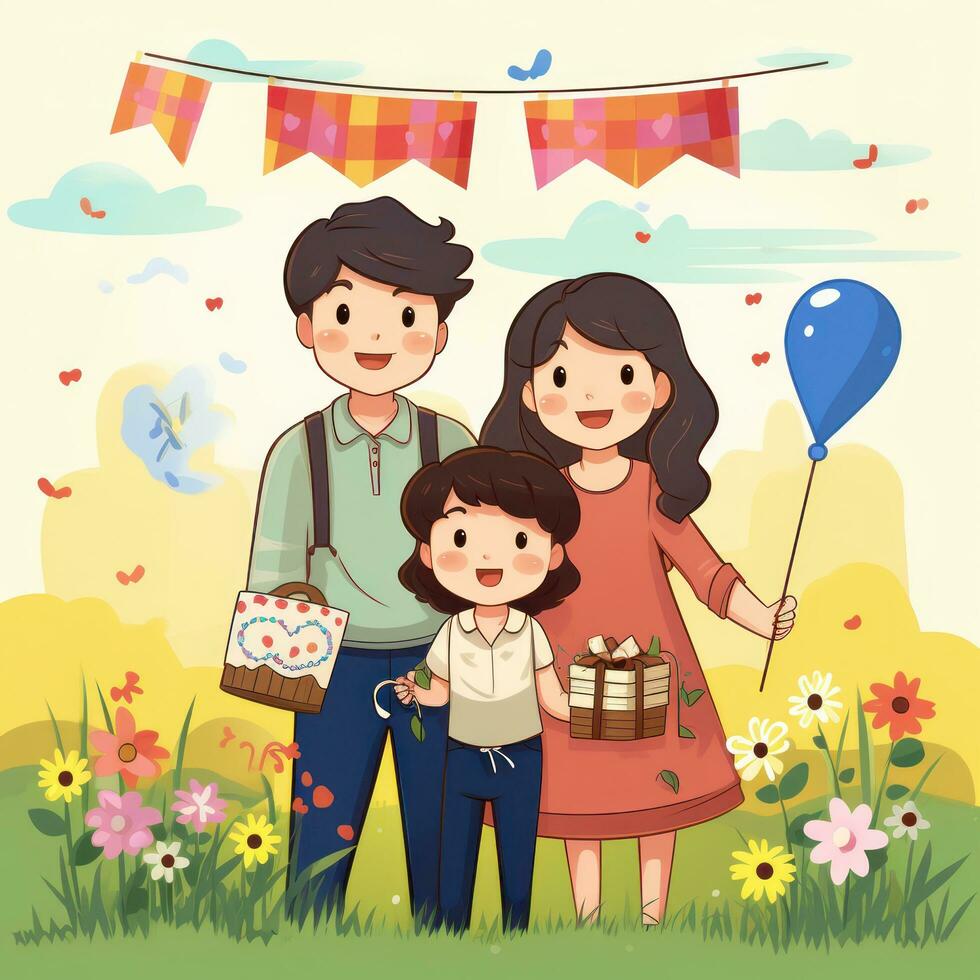 Happy family illustration photo