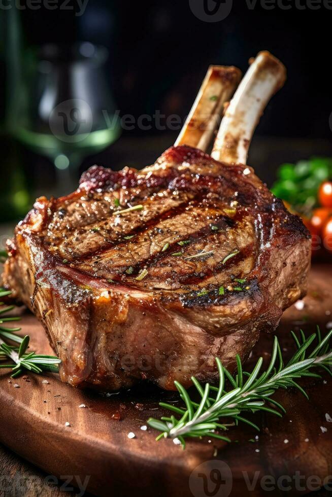 Lamb Rib and Shanks grill with herbs, Generative AI photo