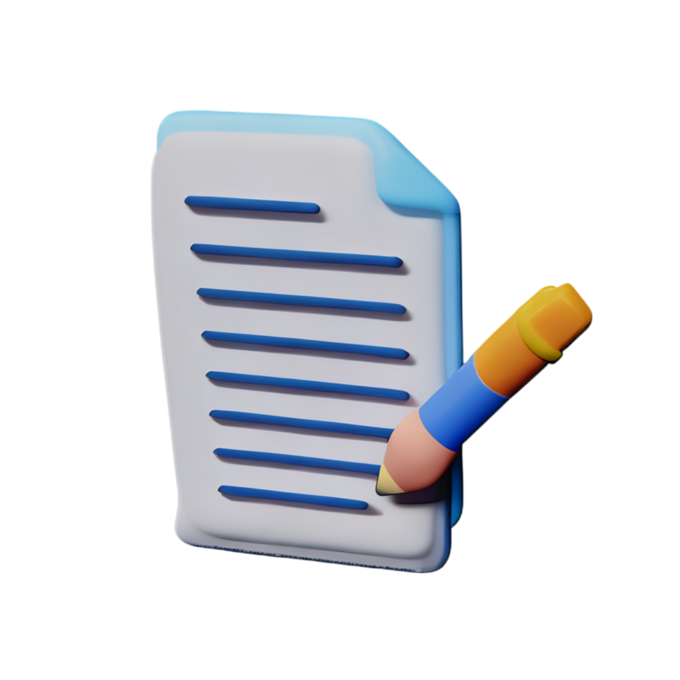 document 3d rendering icon illustration png