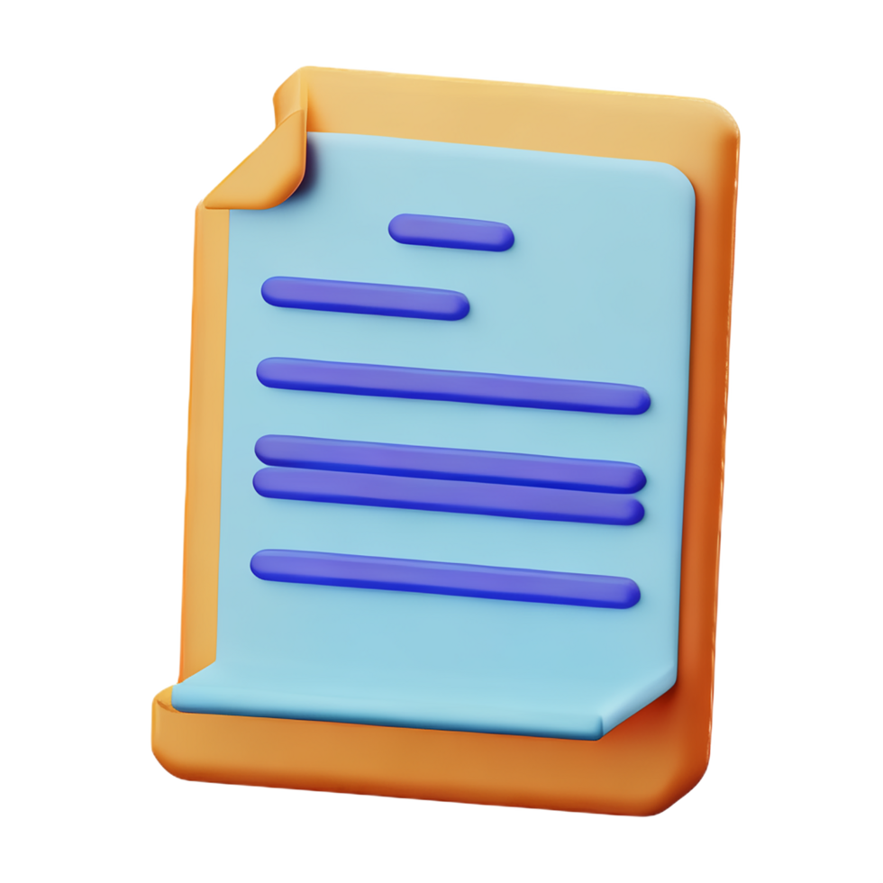 document 3d rendering icon illustration png