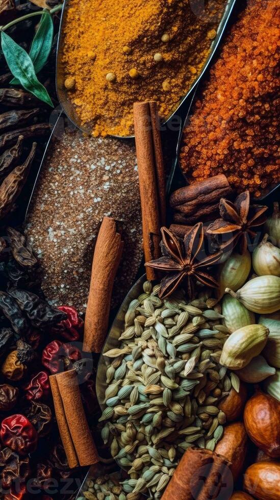 A closeup magazine quality shot of a traditional spices, AI Generated photo