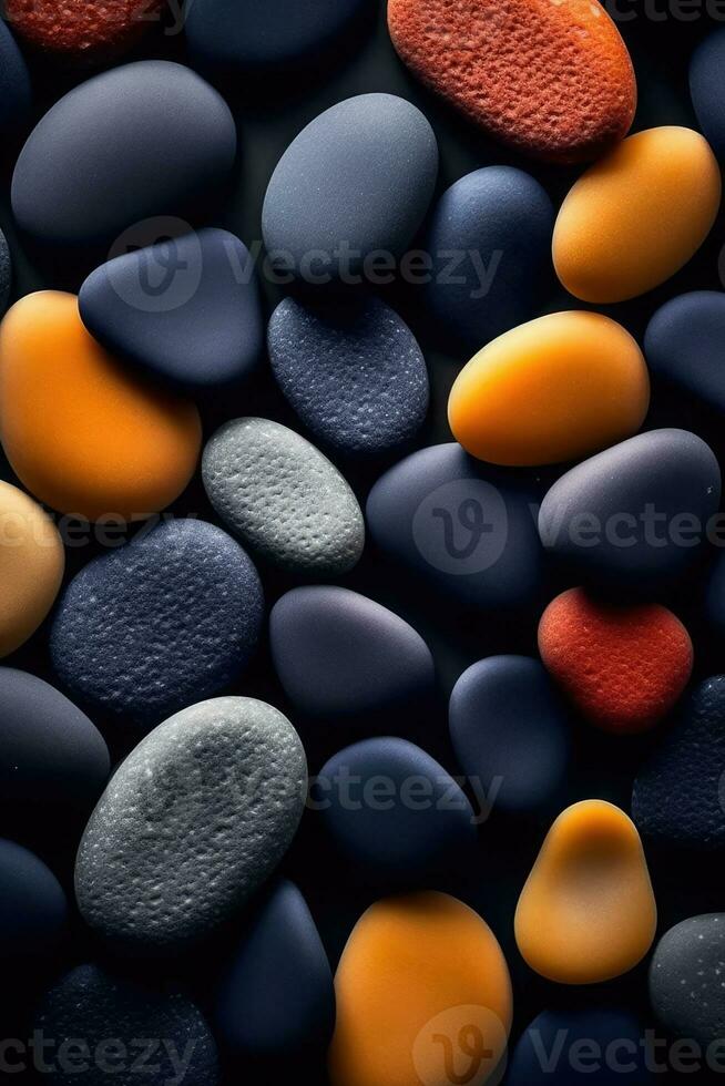 colorful beautiful pebbles, medium shapes, perfectly connected, AI Generated photo