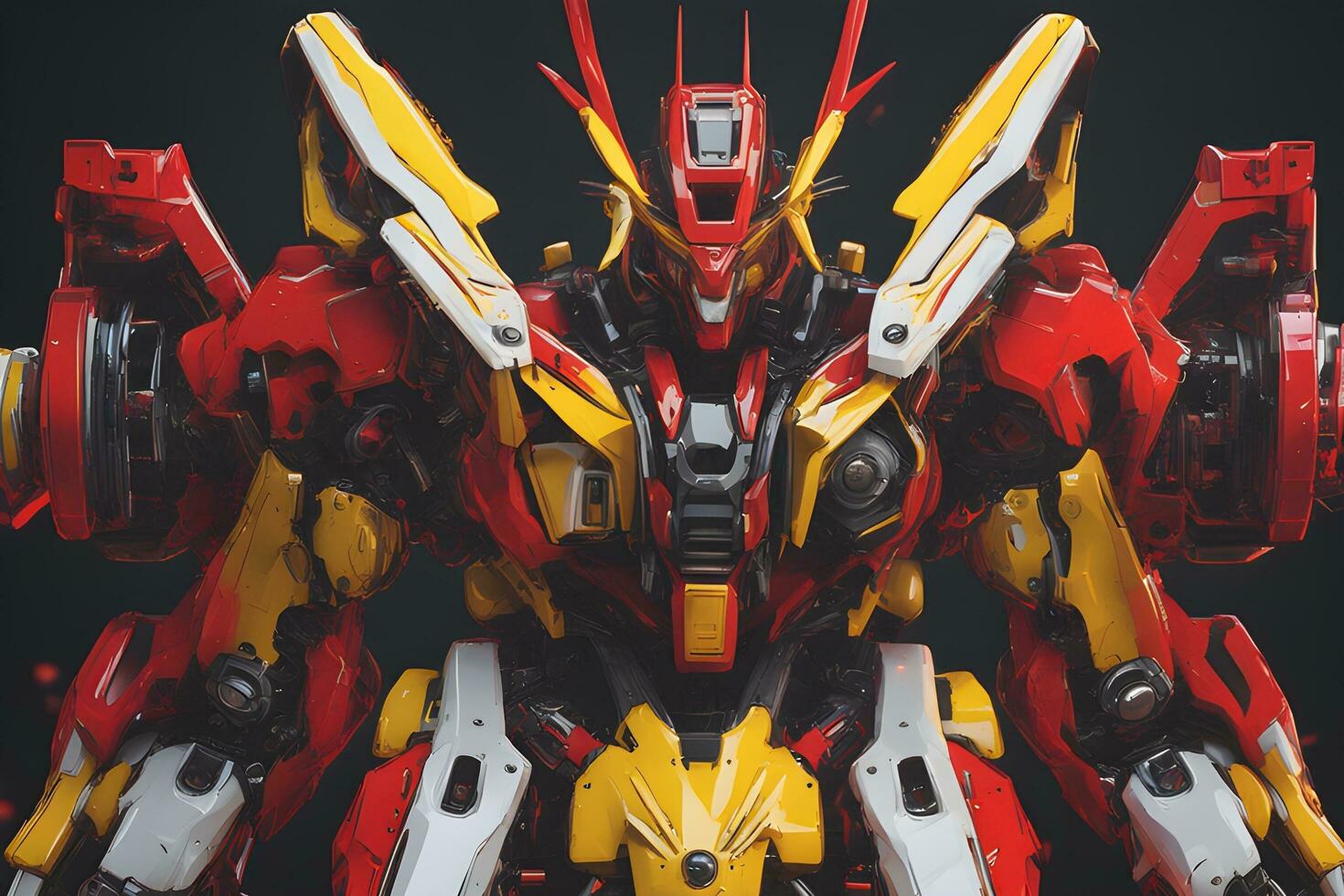 Red Yellow Mecha Gundam Ai Generative photo