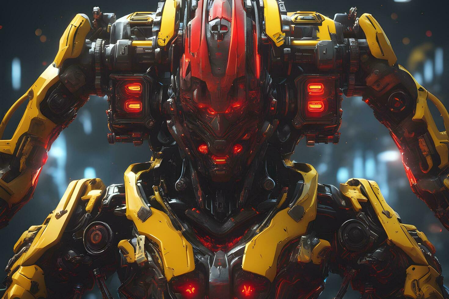Red Yellow Mecha Gundam Ai Generative photo