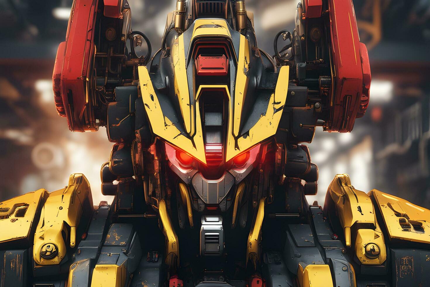 Red Yellow Mecha Gundam Ai Generative photo