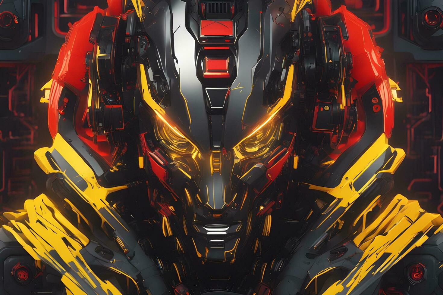 Red Yellow Mecha Gundam Ai Generative photo