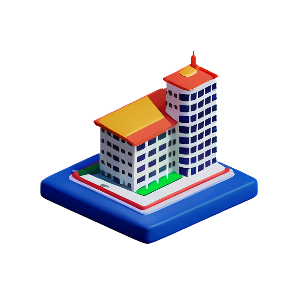 hotel 3d rendering icon illustration png