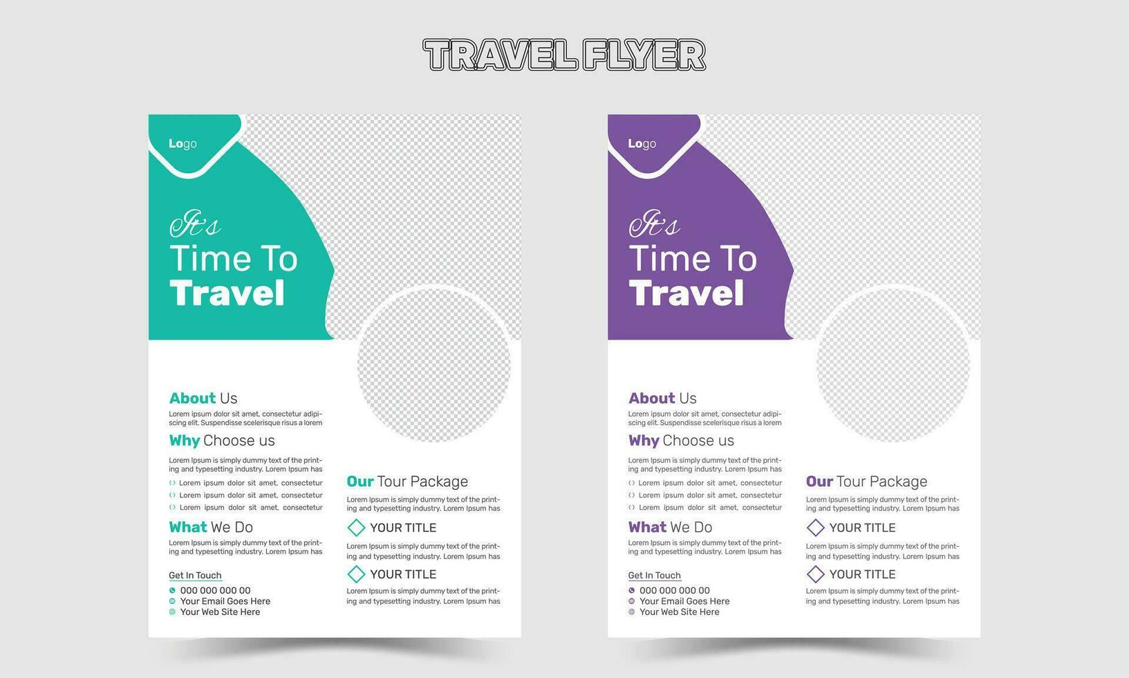 Creative travel business a4 flyer design vector template Pro Vector