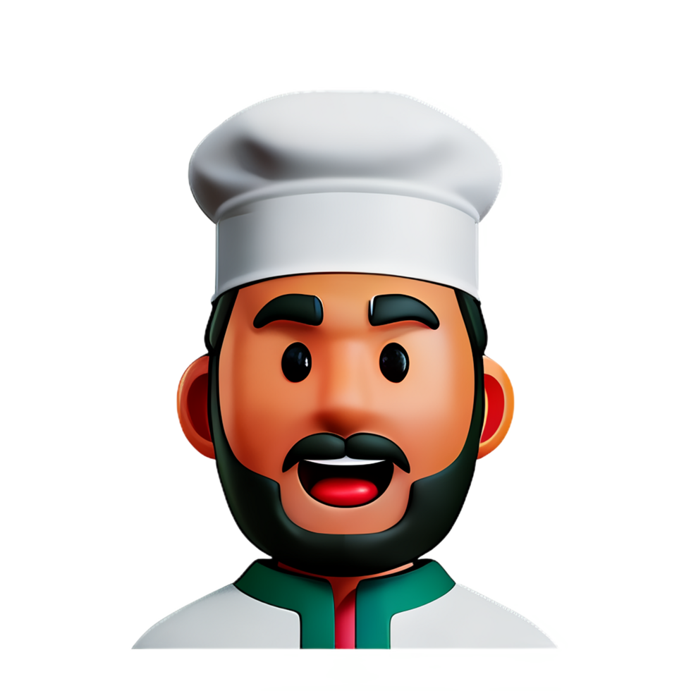 cocinero cara 3d representación icono ilustración png