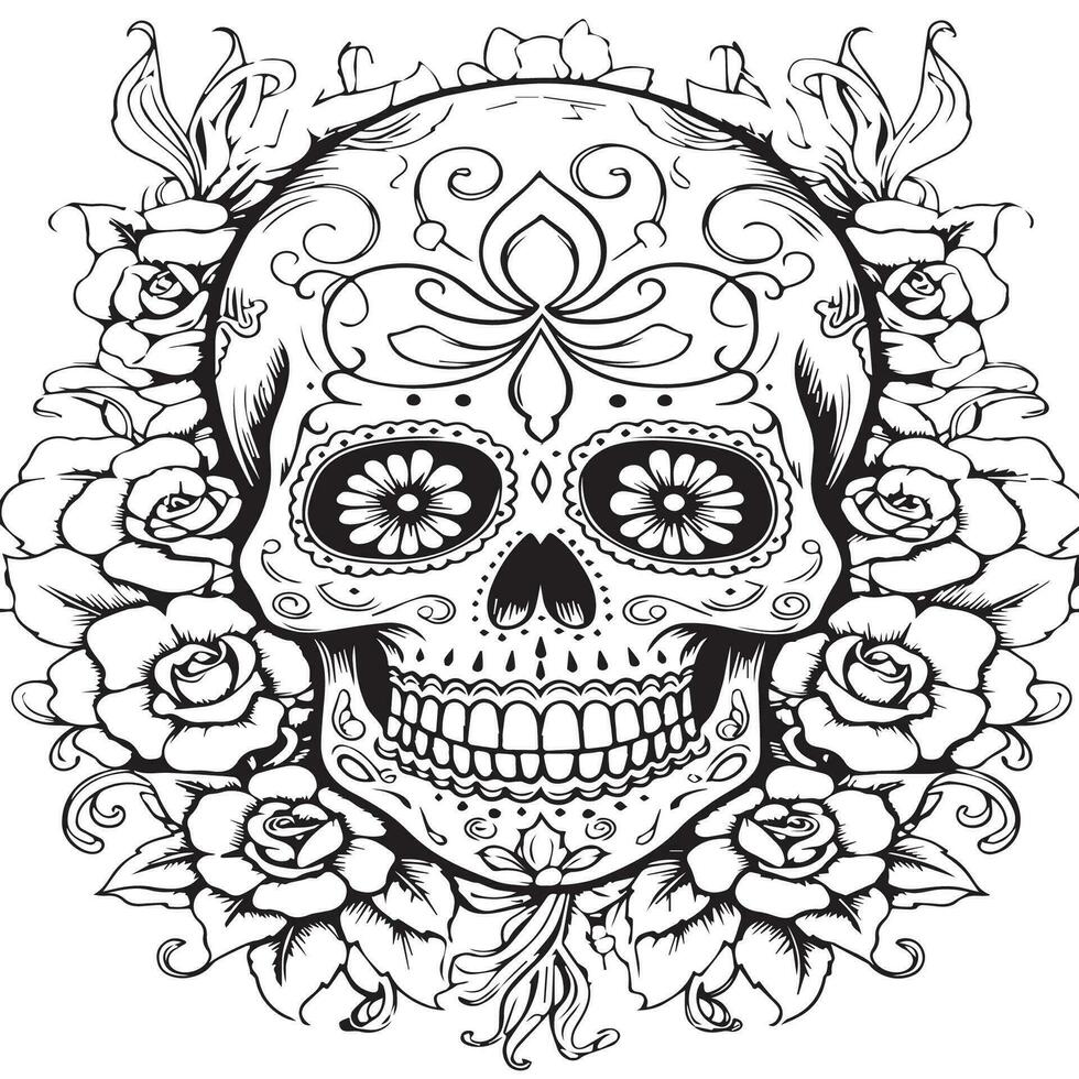 Calavera de azúcar para colorear vector