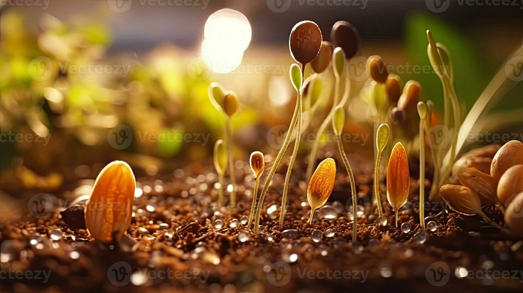 Germinating Seeds of Vegetable on the Earth in various seasons, AI Generated photo