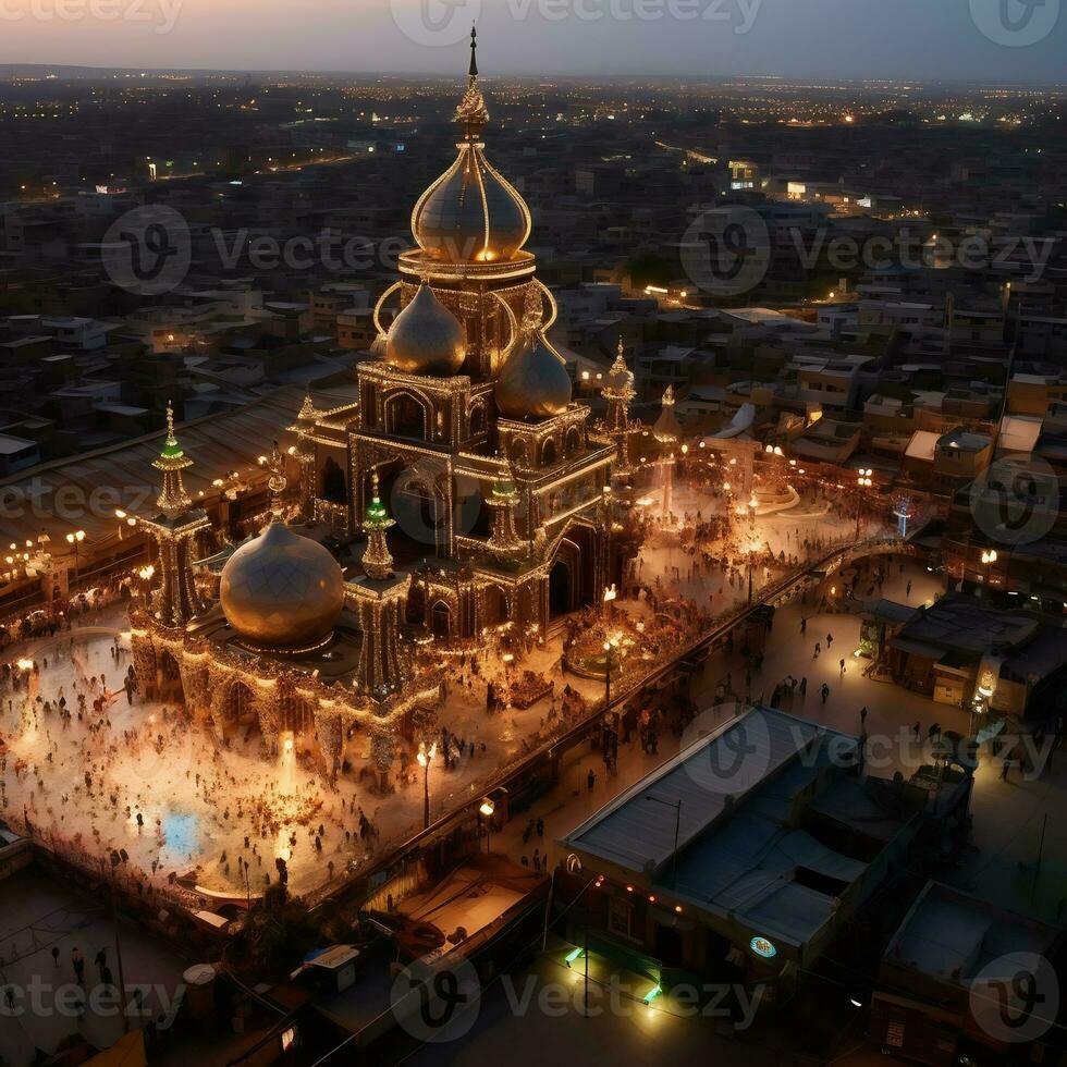 Shrine Drone Shot in Evening Time - Generative AI photo