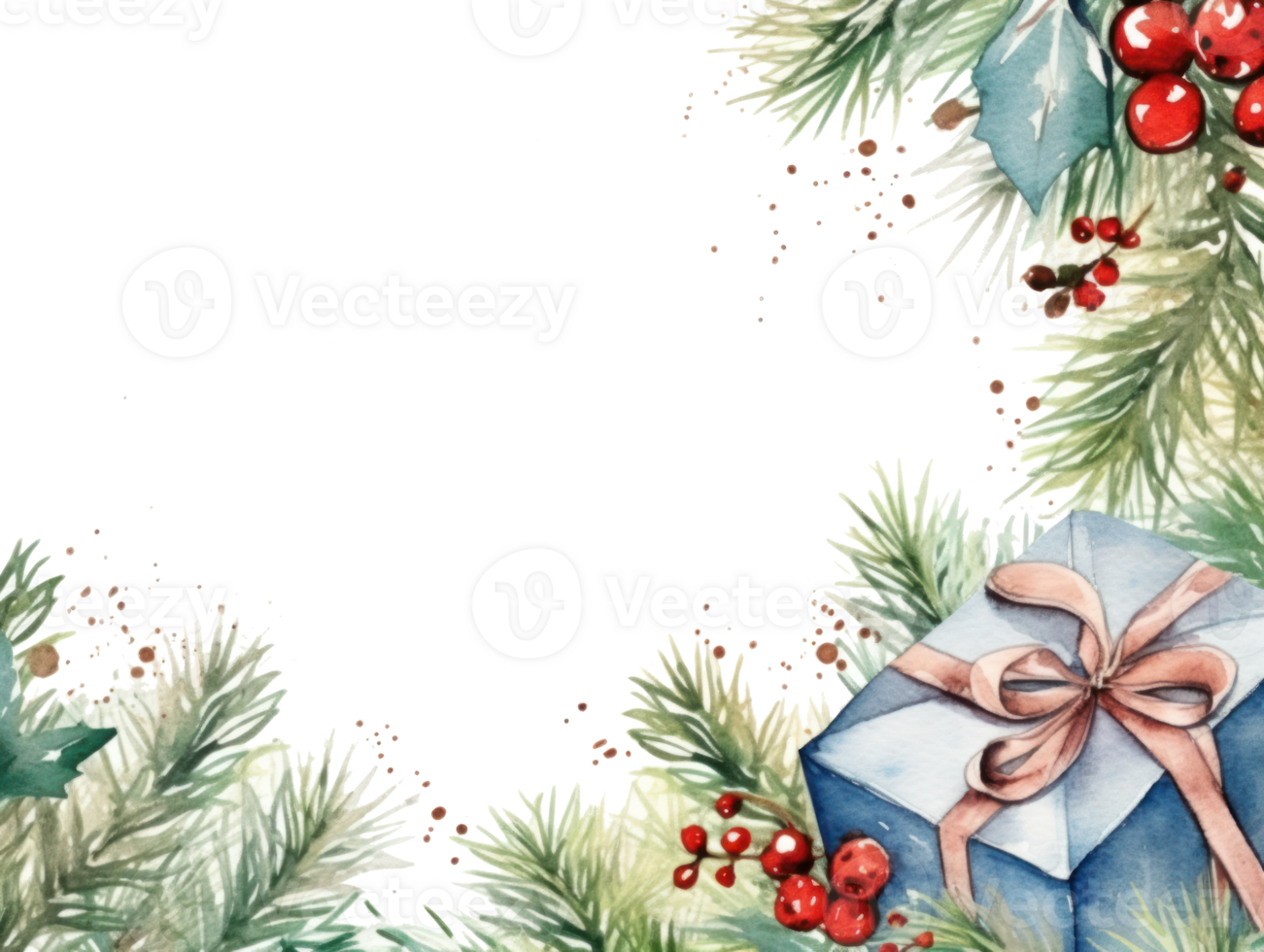 Watercolor Christmas card with presents png