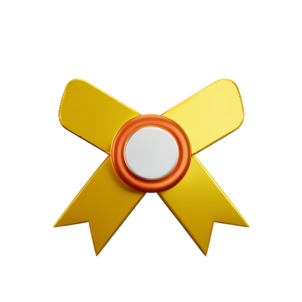 gold ribbon 3d rendering icon illustration png