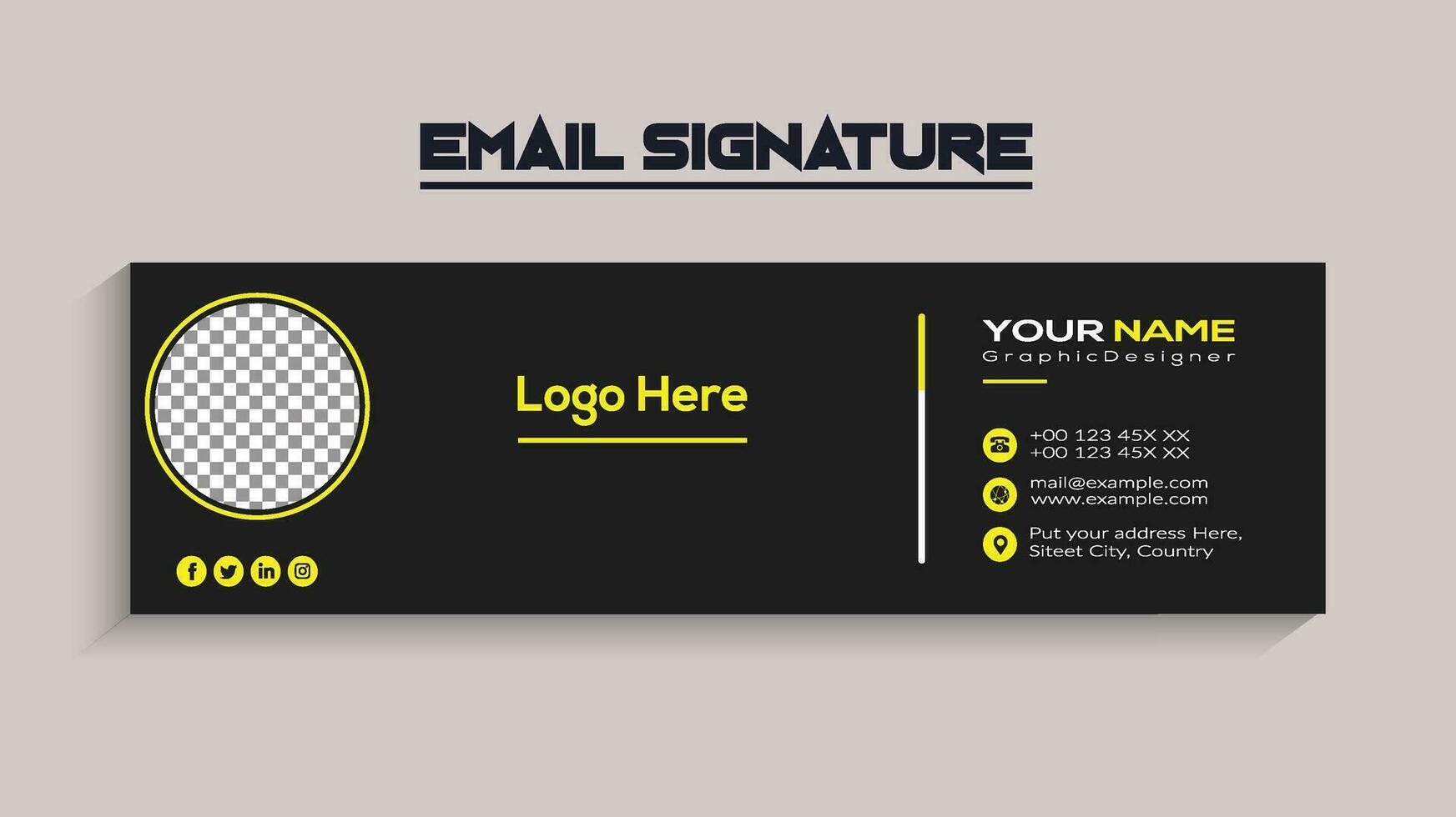 Colorful Email Signatures Template Vector Design, Email Footer, and Personal Social Media Cover.