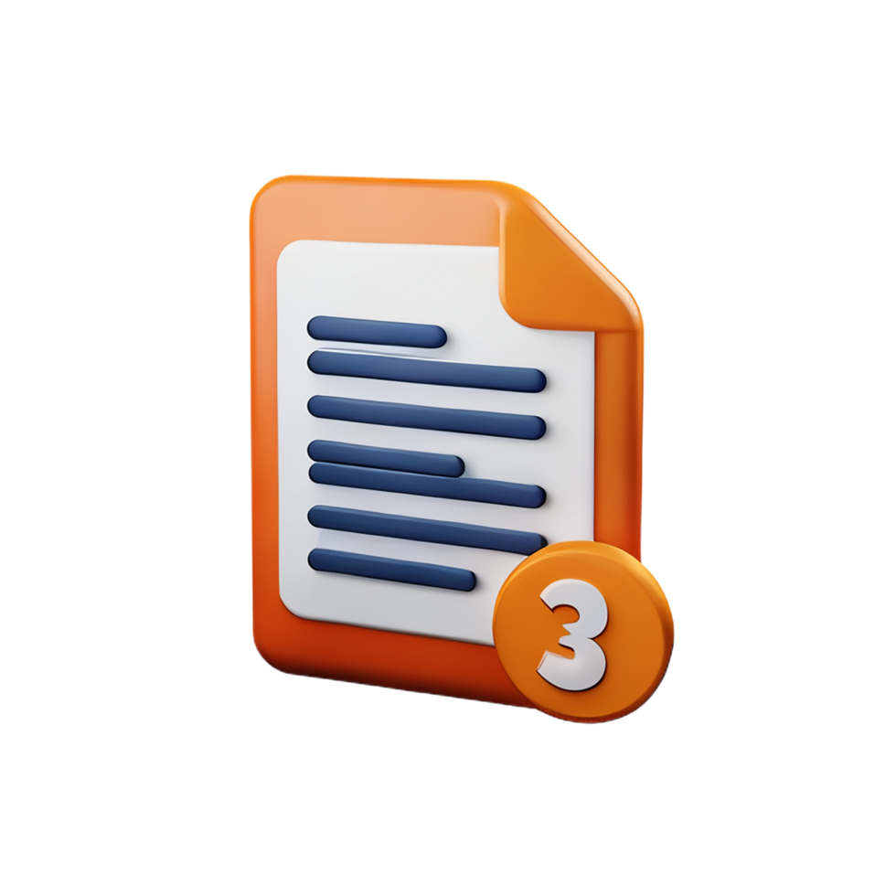 document 3d rendering icon illustration png