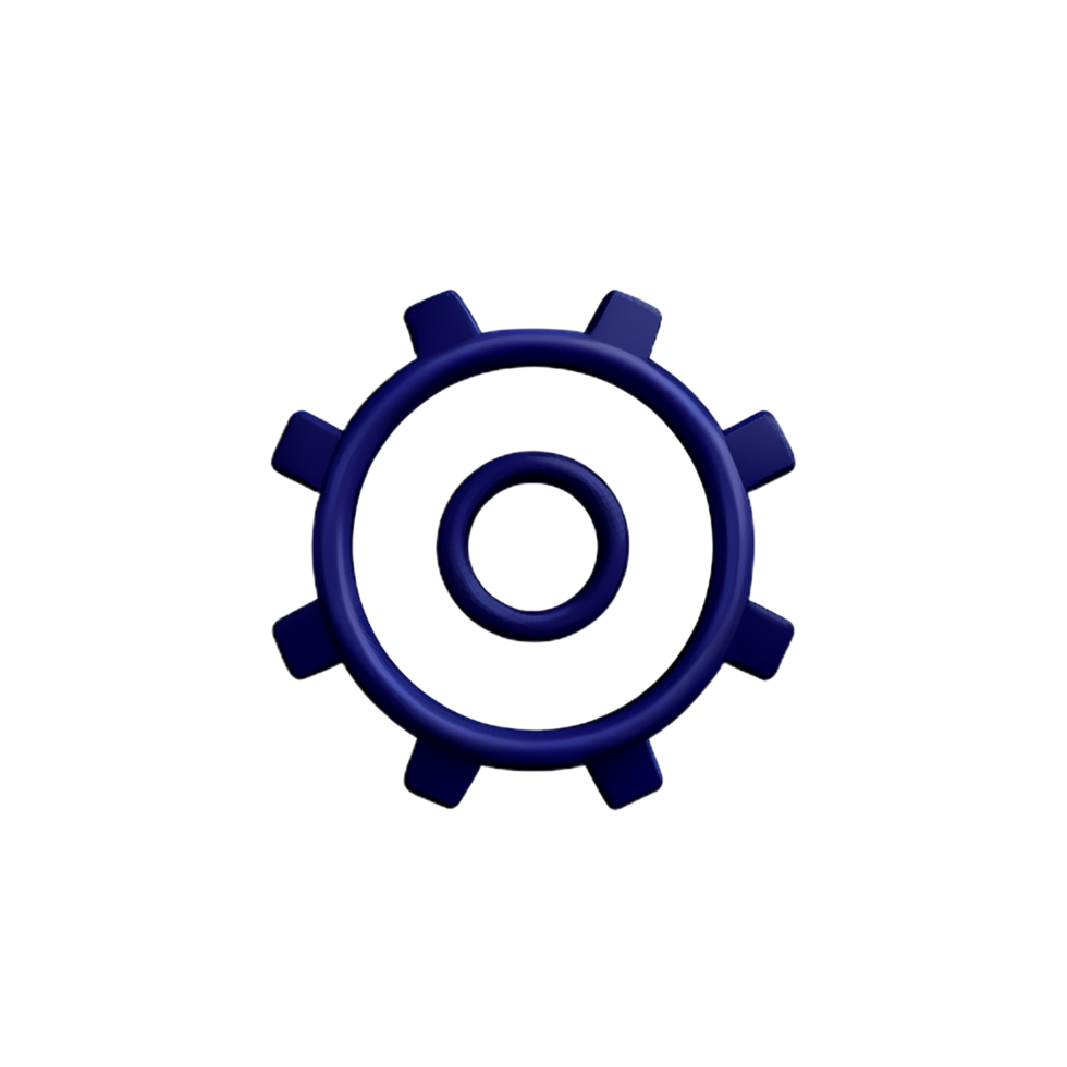 gear 3d rendering icon illustration comma separated, no special characters png