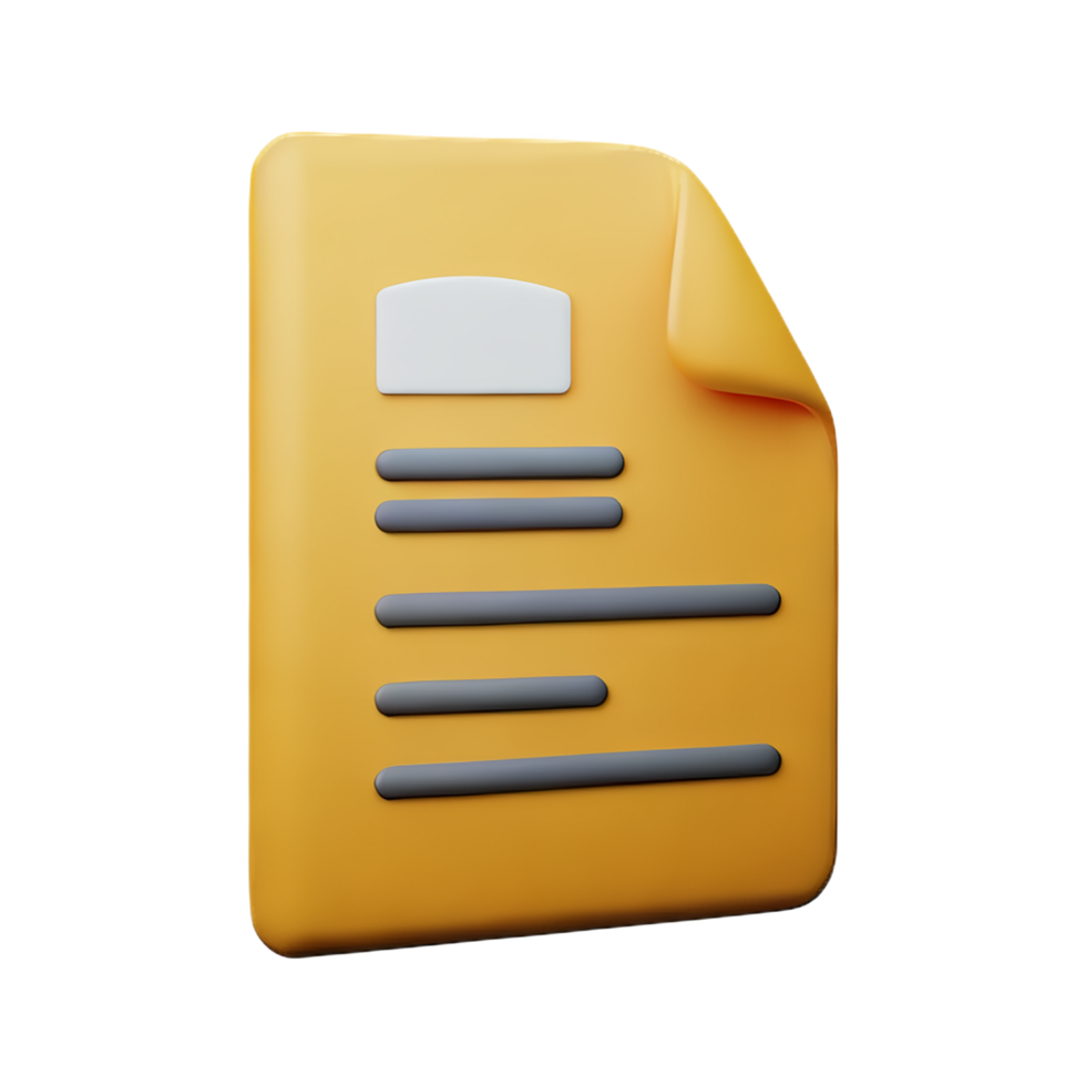 document 3d rendering icon illustration png