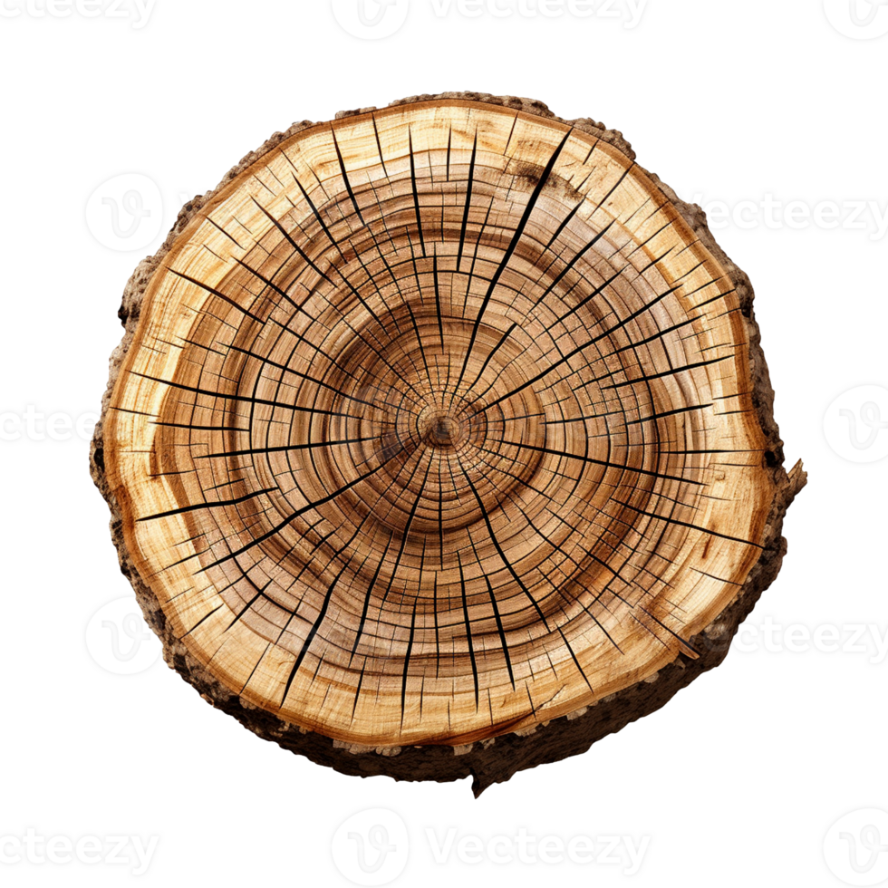 Tree trunk cross section isolated on transparent background, created with generative AI png