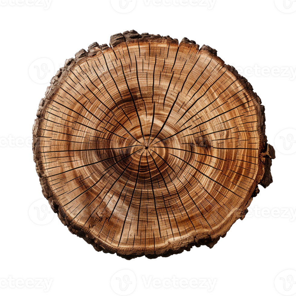Tree trunk cross section isolated on transparent background, created with generative AI png