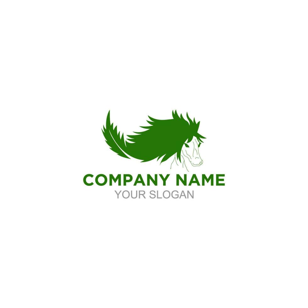 Feather Horse Logo Design Vector