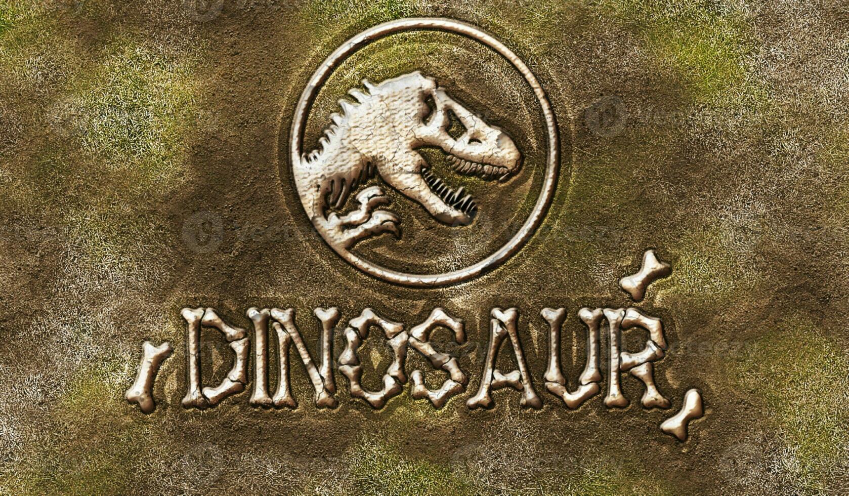 Dinosaur 3d text effect photo