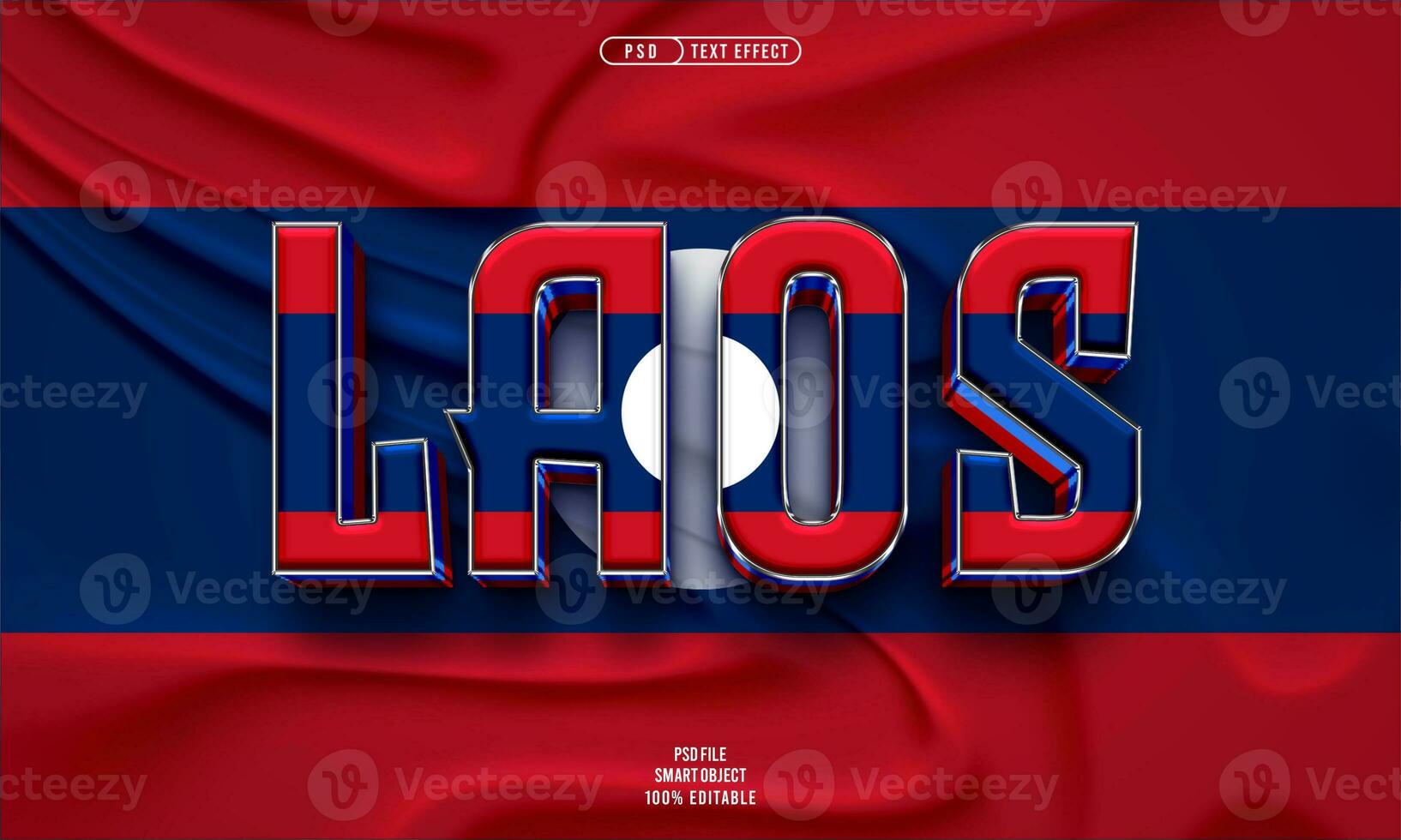 Laos 3D editable text effect photo