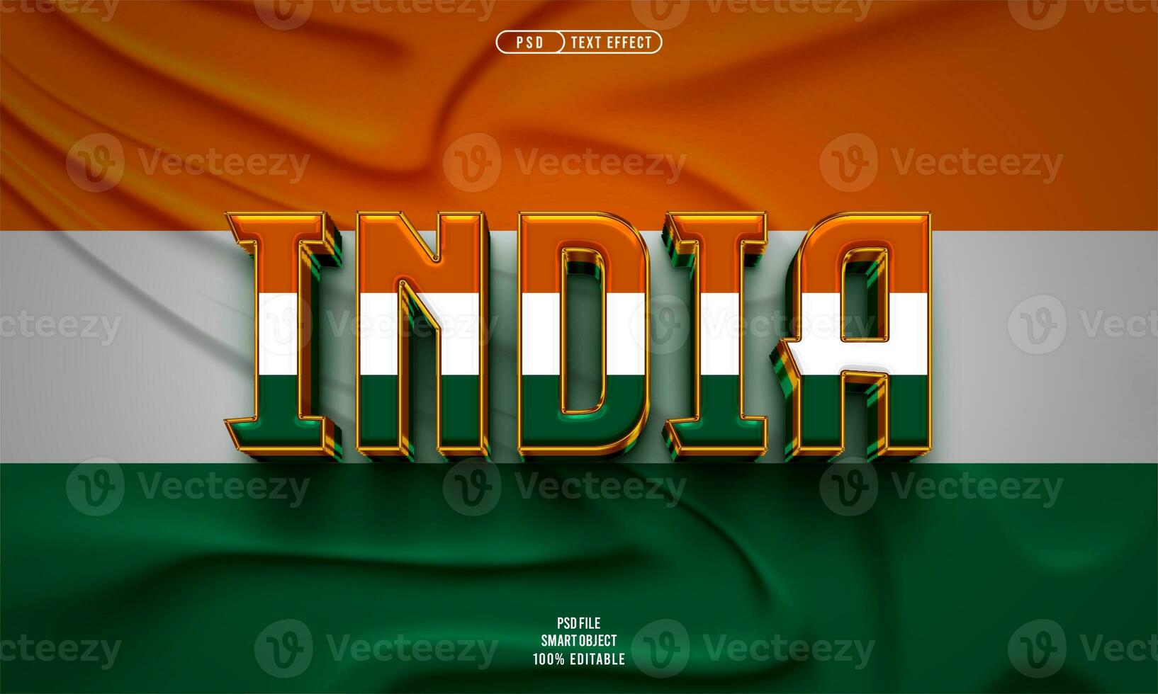 India 3D editable text effect photo