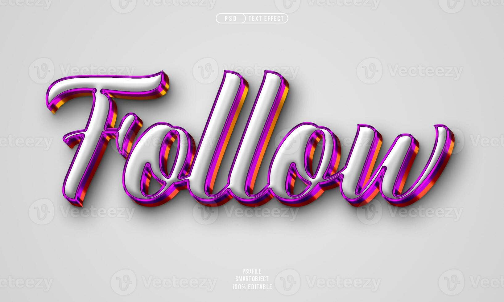 Follow 3D editable text effect photo