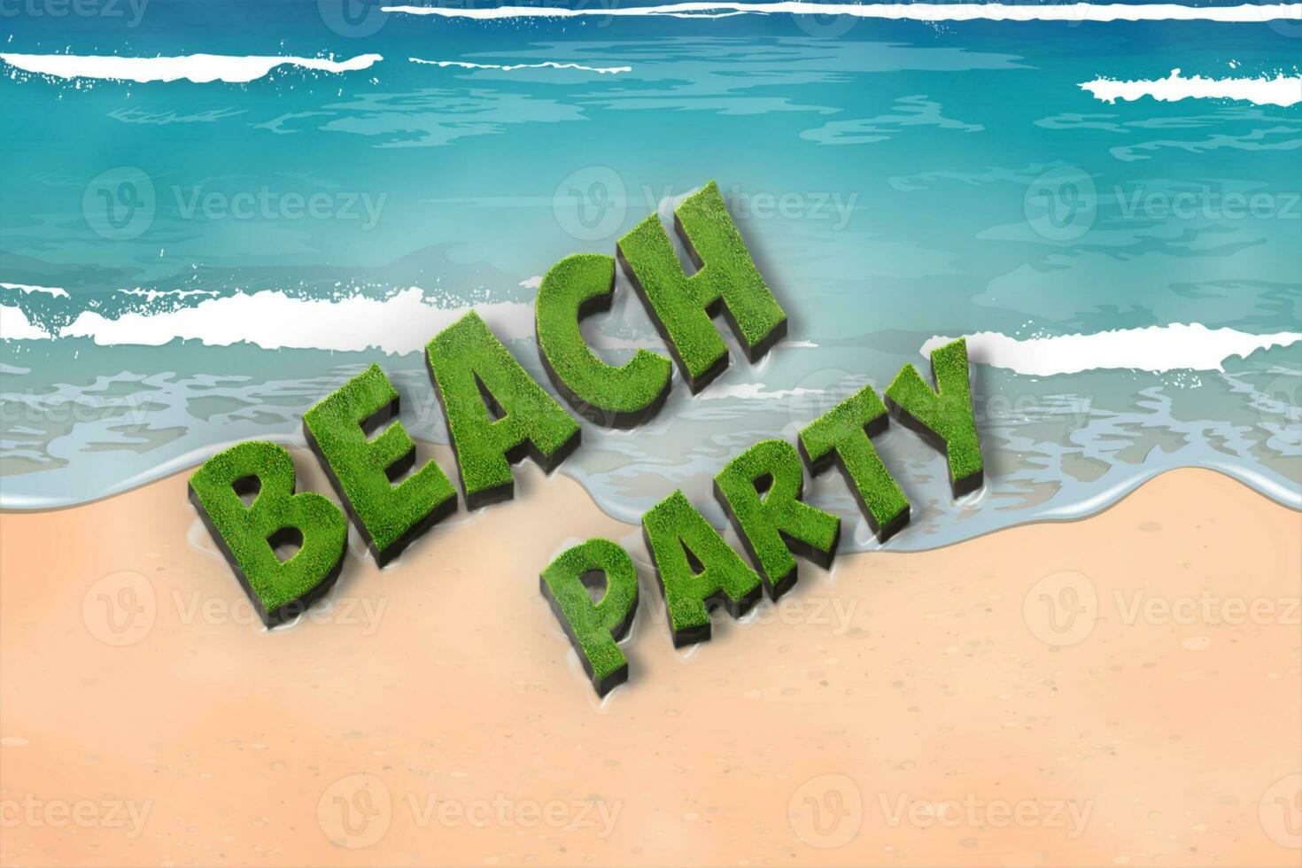 Beach party 3d text effect photo