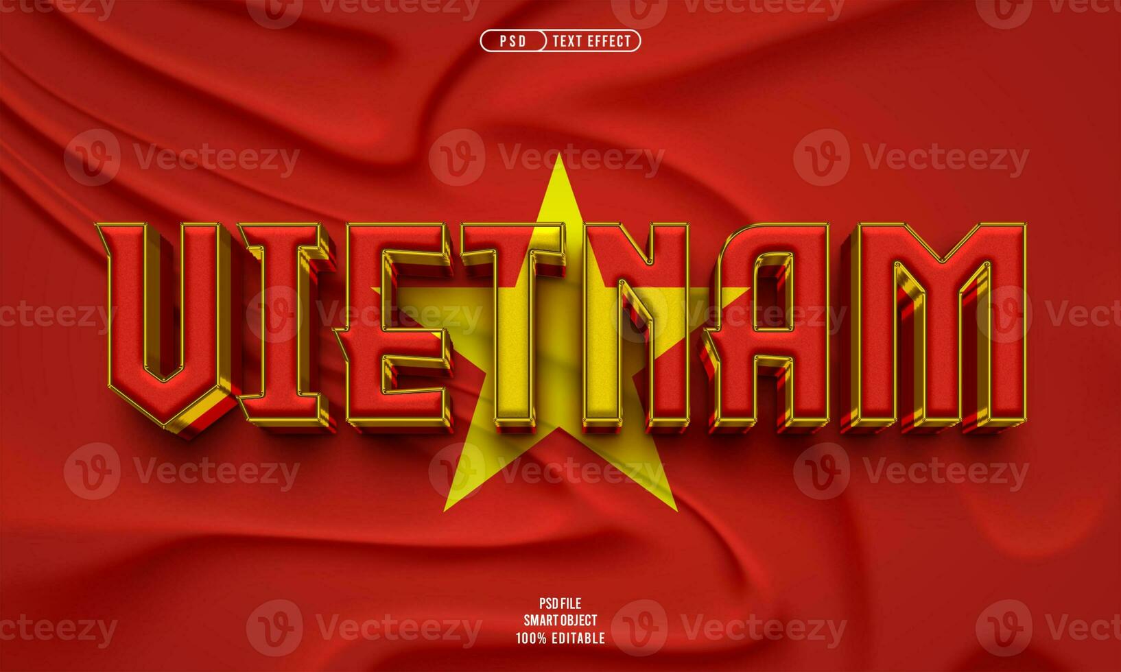Vietnam flag 3d text effect photo