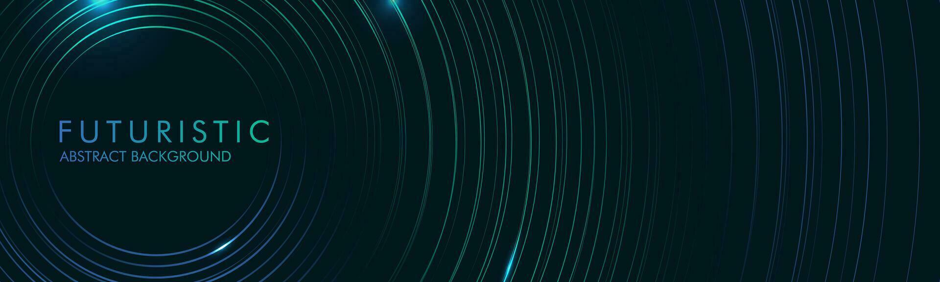 resumen futurista moderno oscuro azul con brillante geométrico verde y azul circulo líneas. futurista tecnología tema diseño. para póster, cubrir, bandera, folleto, sitio web, volantes vector