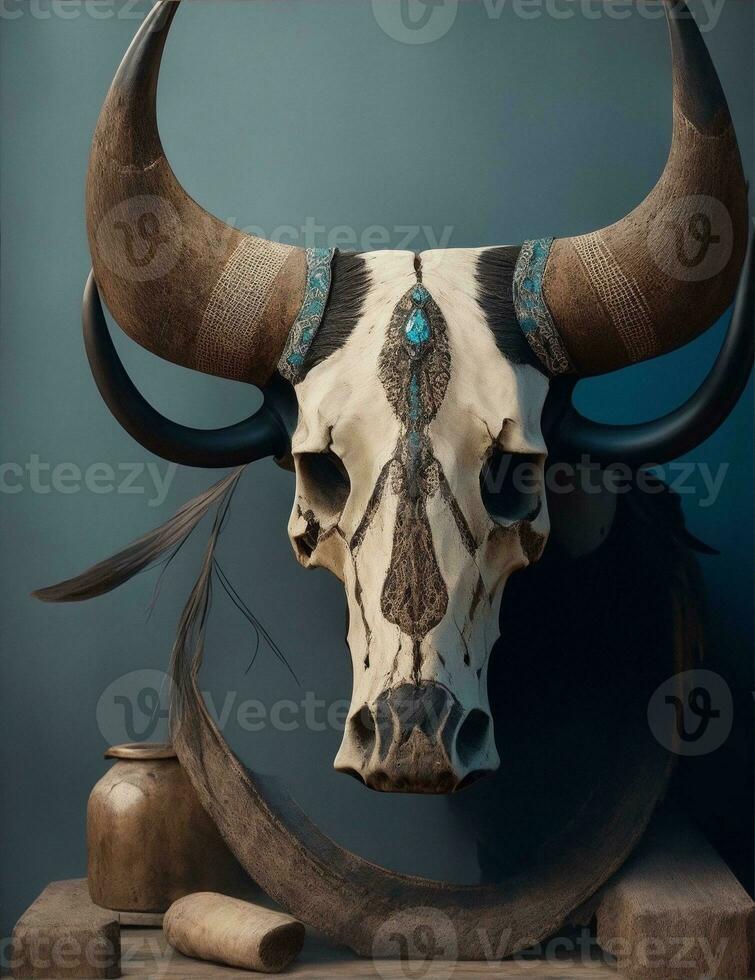 buffalo skull illustration photo