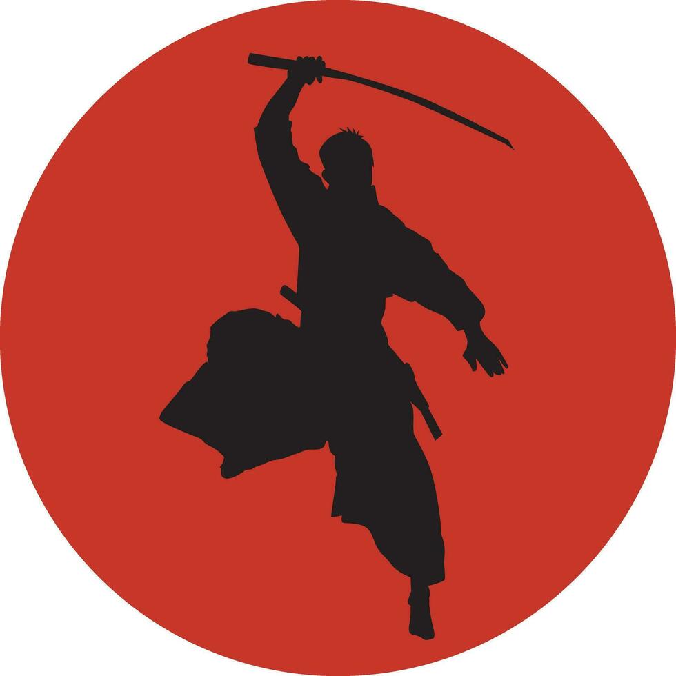 Vector silhouette samurai Japanese illustration