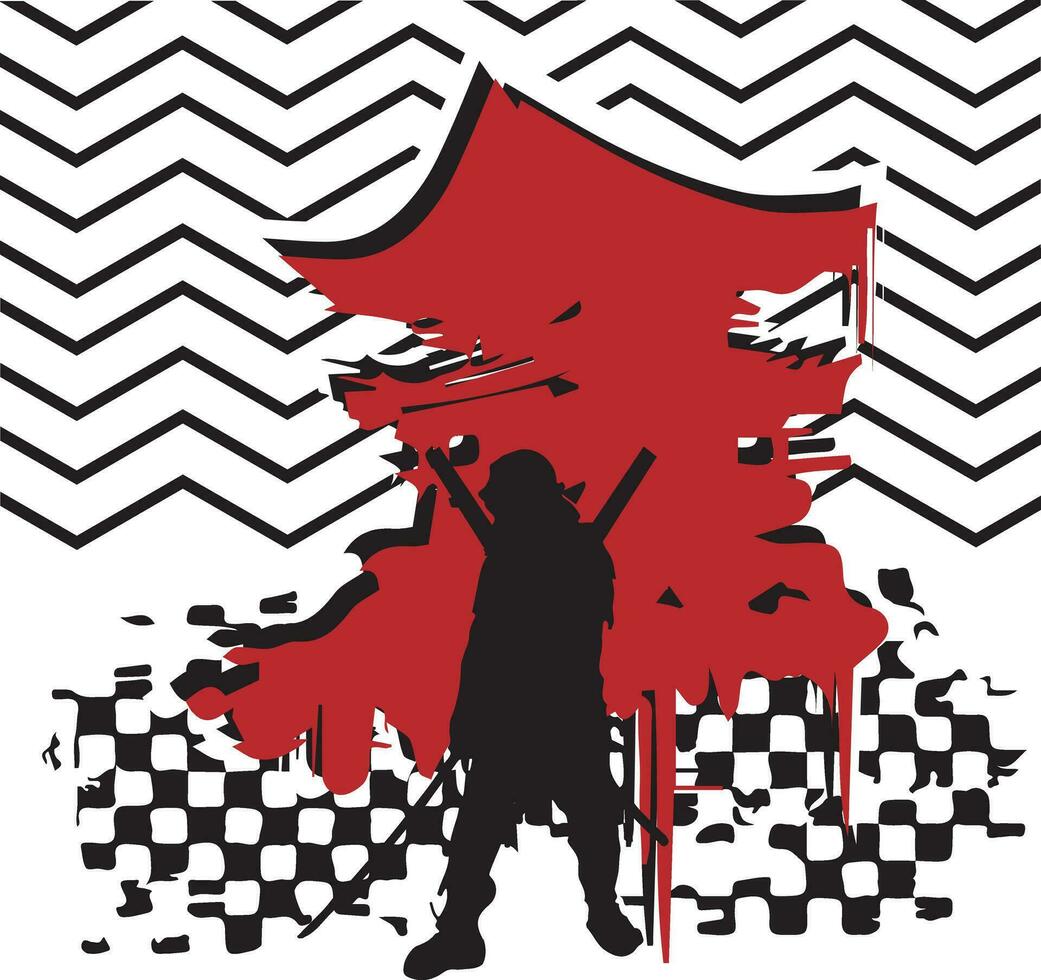 Vector silhouette samurai Japanese illustration