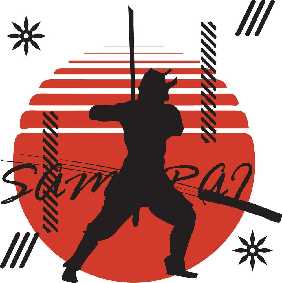 Vector silhouette samurai Japanese illustration