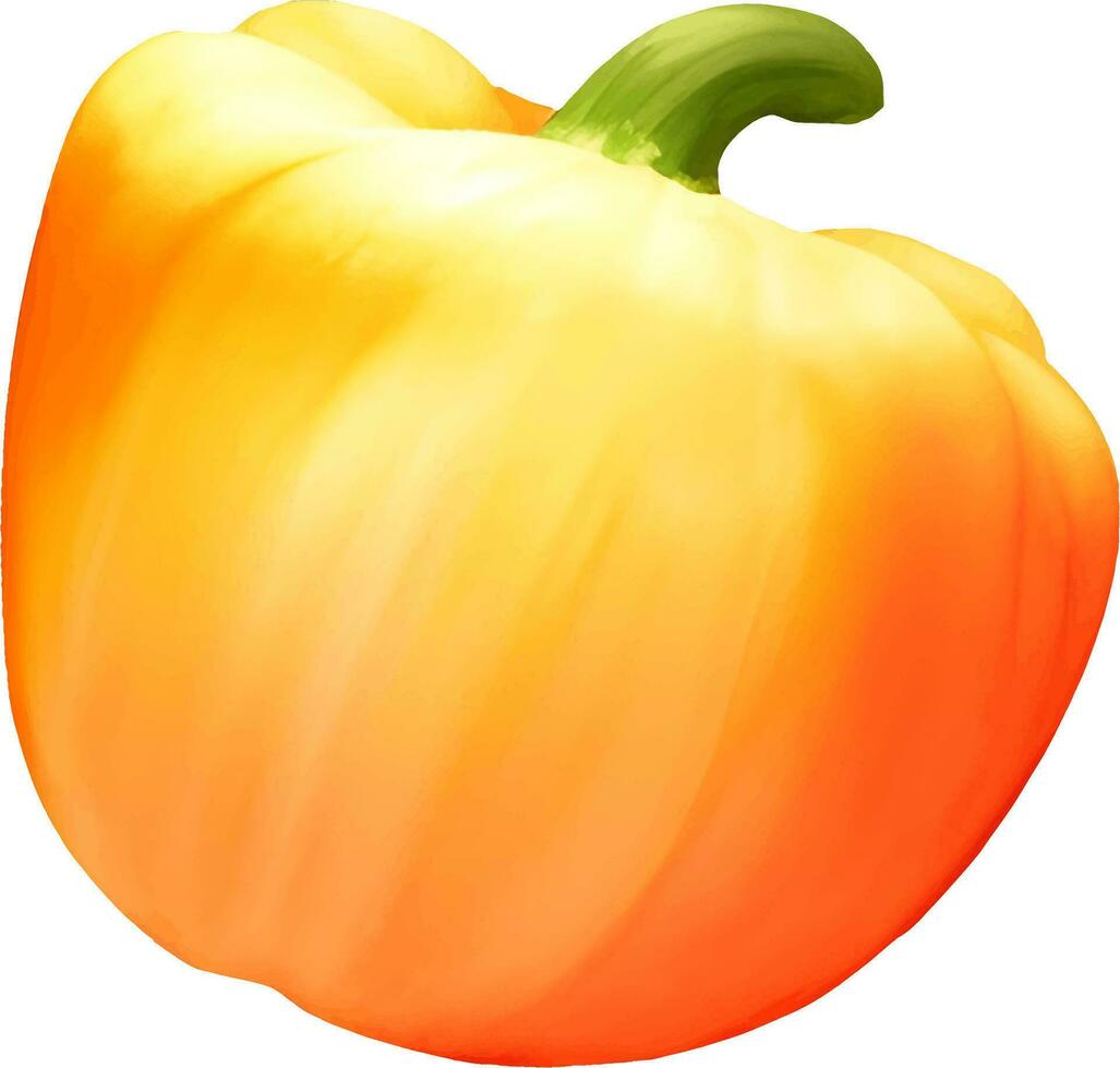 Yellow Paprika Bell Pepper Isolated Hand Drawn Painting Illustration vector