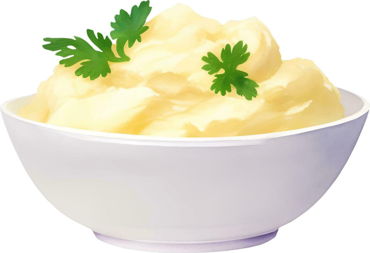 Mashed Potato on a Bowl Isolated Hand Drawn Painting Illustration vector