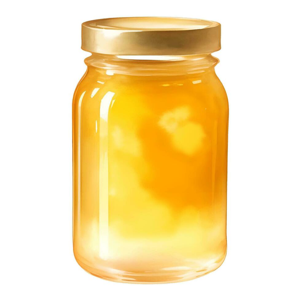 Honey Jar Isolated Detailed Hand Drawn Painting Illustration vector